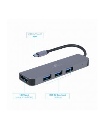 gembird Adapter USB-C HDMI Hub 3xUSB 3.0