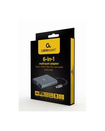 gembird Adapter USB-C Hub HDMI USB-C PD VGA USB 3.0 Audio Card