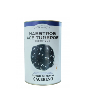 Oliwki MAESTROS CACERENO puszka 320g czarne bez pestki w oliwie z przyprawami
