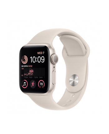 apple Watch SE GPS, 40 mm Koperta z aluminium w kolorze księżycowej poświaty z paskiem sportowym w kolorze księżycowej poświaty - regular
