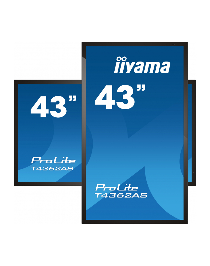 IIYAMA T4362AS-B1 4k UHD LCD 43inch 20 Points PCAP 500cd/m2 1200:1 3840x2160 AG RS232C 16GB eMMC 2GB RAM główny