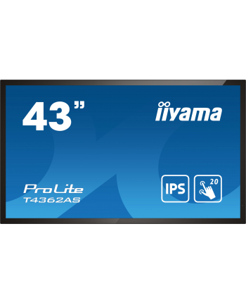 IIYAMA T4362AS-B1 4k UHD LCD 43inch 20 Points PCAP 500cd/m2 1200:1 3840x2160 AG RS232C 16GB eMMC 2GB RAM