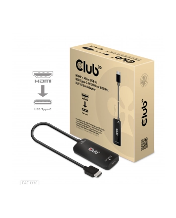 club 3d Adapter Club3D CAC-1336 HDMI™+ Micro USB to USB Type-C 4K120Hz or 8K30Hz M/F Active Adapter nr 1