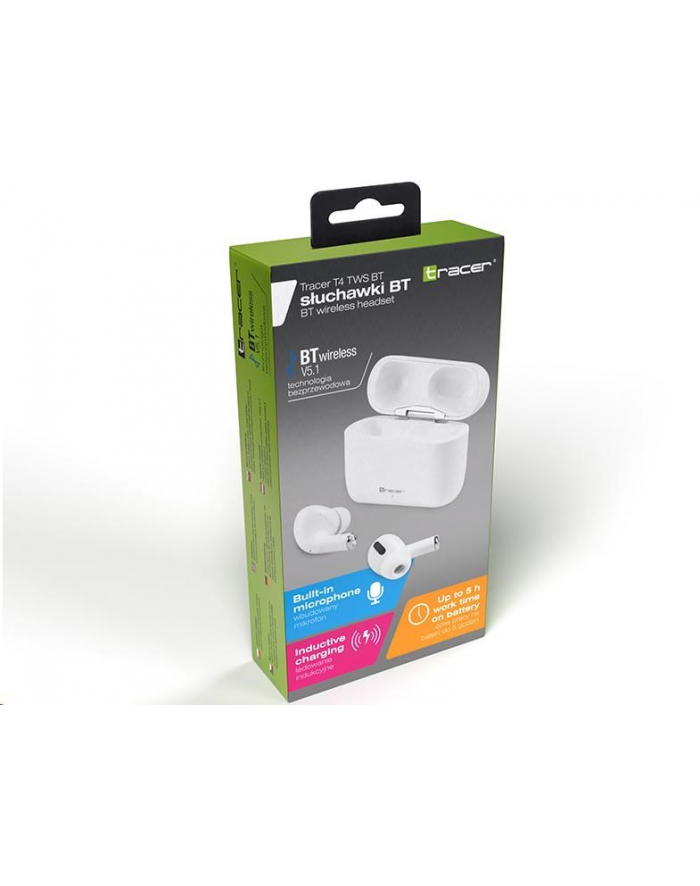 TRACER T4 TWS BT WHITE headphones główny