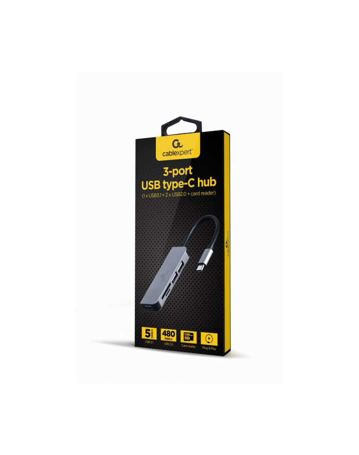 GEMBIRD Adapter 3-portowy HUB USB typu C USB3.1 + USB 2.0 z czytnikiem kart główny