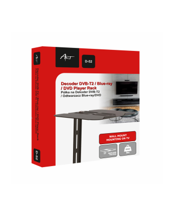 Półka ścienna na dekoder DVB-T2  Odtwarzacz Blue-ray/DVD  max 3kg D-52 ART - dualny montaż nr 1