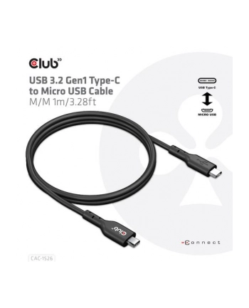 club 3d Club3D CAC-1526 USB TYPE C 32 GEN 1 TO USB MICRO CABLE 1M/328FT BIDIRECTIONAL