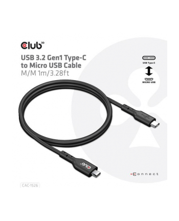 club 3d Club3D CAC-1526 USB TYPE C 32 GEN 1 TO USB MICRO CABLE 1M/328FT BIDIRECTIONAL