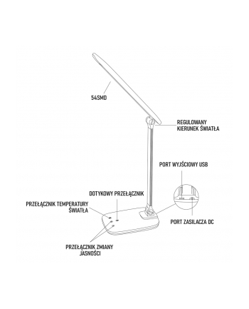 MONTIS MT042 LAMPKA BIURKOWA LED BIAŁA 230V + USB