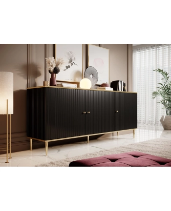 cama meble Komoda GLAMOUR 180x40x75 5 czarny mat + złoty nr 2