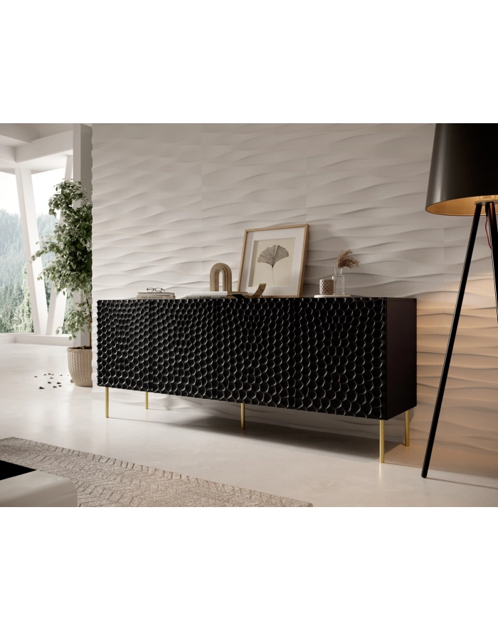 cama meble Komoda HOLE 190x40 5xH74 5 czarny mat główny