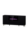 cama meble Komoda PAFOS z kominkiem elektrycznym 180x42x82 czarny mat - nr 5