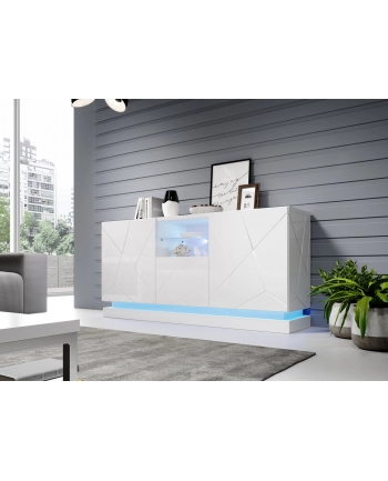 cama meble Komoda QIU 2D1K 150x41 5xH75 biały połysk/biały połysk nr 2
