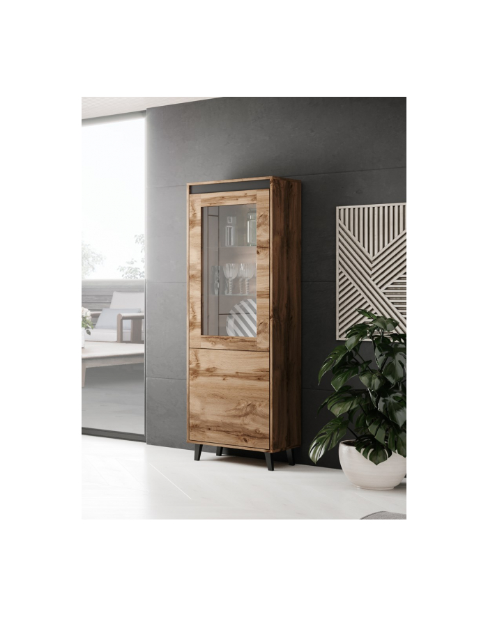 cama meble Witryna NORD 60x38x182 5 dąb wotan/antracyt główny