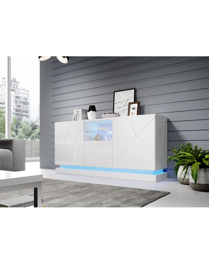 cama meble Komoda QIU 2D1K 150x41 5xH75 biały połysk/biały połysk główny