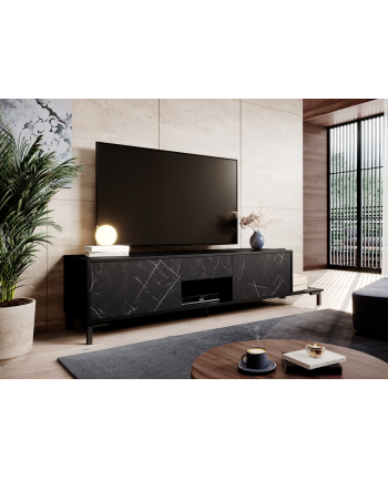 cama meble Szafka RTV MARMO 2D1S1K 195x40xH47 5 czarny mat/marmur czarny nr 1