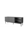 cama meble Szafka RTV ABETO na czarnym stelażu ze stali 150x42x60 grafit/grafit połysk - nr 2