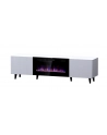 cama meble Szafka RTV PAFOS EF z kominkiem elektrycznym 180x42x49 biały mat - nr 5