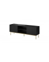 cama meble Szafka RTV PAFOS na złotym stelażu ze stali 150x40x60 czarny mat - nr 1