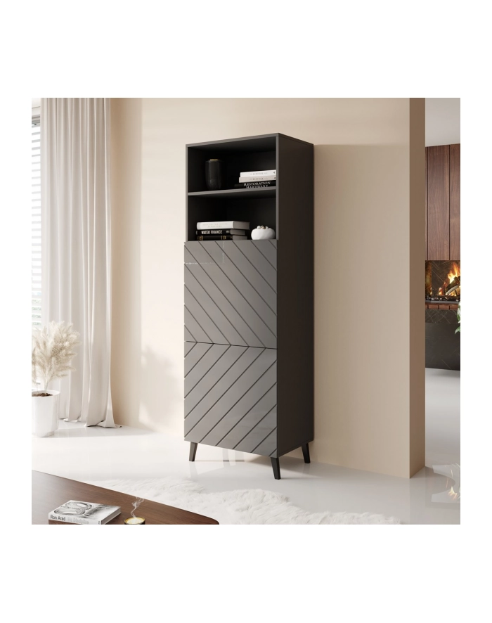 cama meble Witryna ABETO 60x40xH176 5 grafit/grafit połysk główny