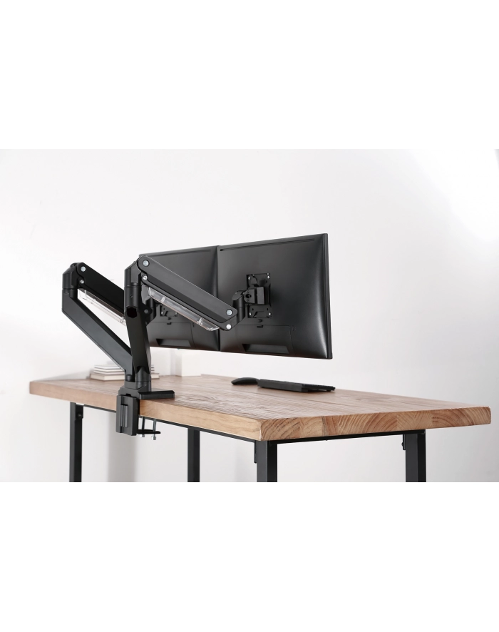 digitus Ramię biurkowe podwójne z zaciskiem, 2xLCD, max. 35', max. obciążenie 2x15kg, ze sprężyną gazową główny