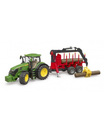 Traktor John Deere 7R 350 z przyczepą wraz z żurawiem i 4 balami drzewa 03154 BRUD-ER
