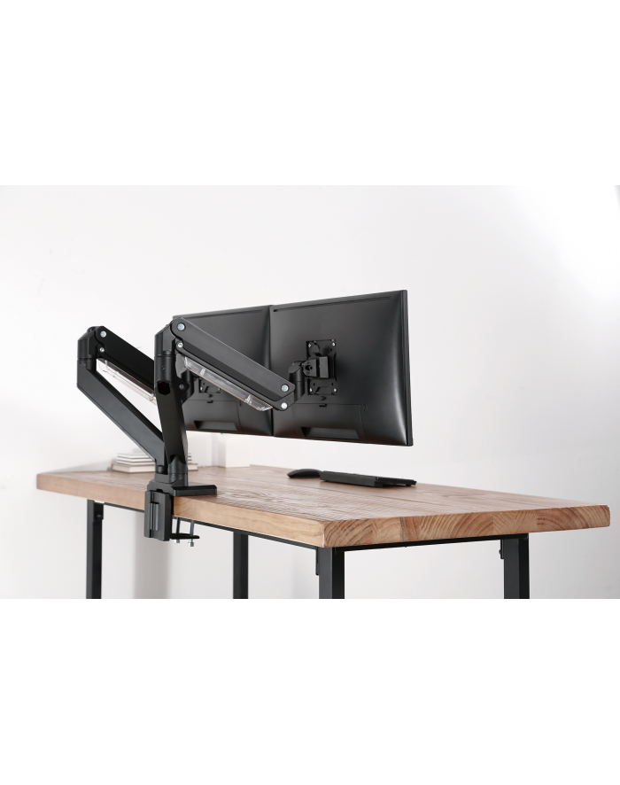 digitus Ramię biurkowe podwójne z zaciskiem, 2xLCD, max. 35', max. obciążenie 2x15kg, ze sprężyną gazową główny