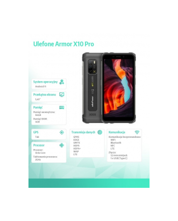 ulefone Smartfon Armor X10 Pro 4/64GB IP68/IP69K 5180mAh DualSIM Szary