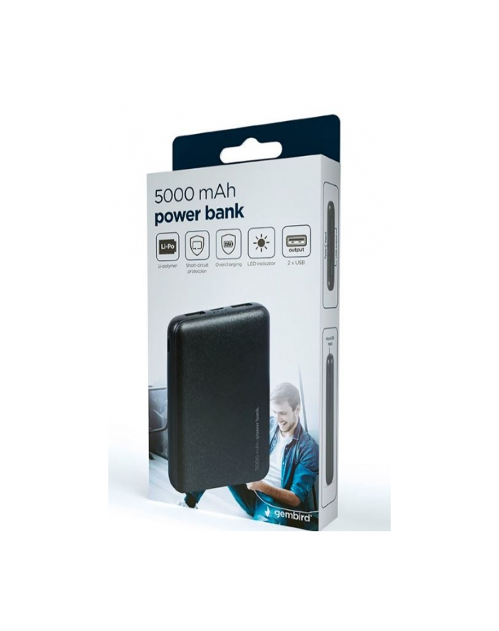 gembird PowerBank 5000 mAh czarny główny