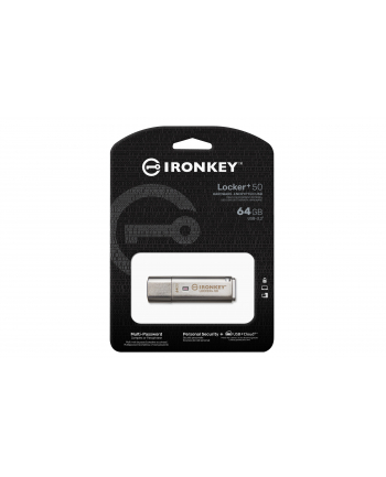 kingston Pendrive 64GB IronKey Locker+ 50 AES Encrypted USB to Cloud