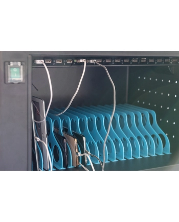 DIGITUS Charging trolley 16 charge bases 14inch Kolor: CZARNY 384x550x375mm electr. lock incl. USB fan nr 2