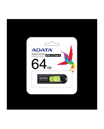 ADATA FLASHDRIVE UC300 64GB USB 32 BLACK'GREEN nr 1