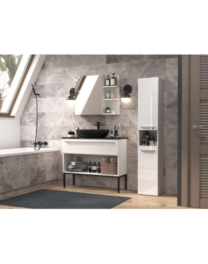 top e shop Szafka łazienkowa NEL III 31x30xH174 biel połysk główny