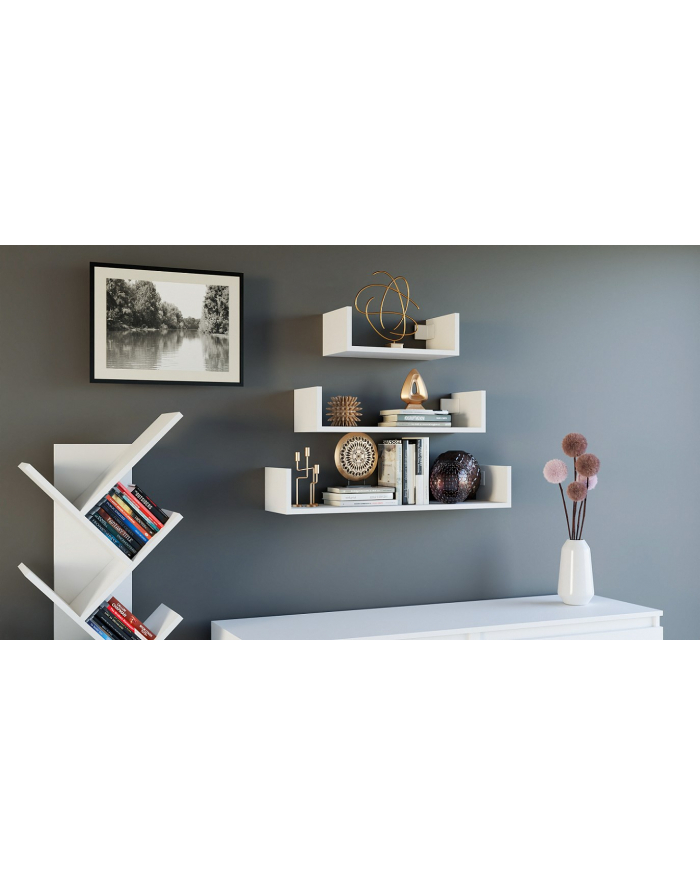 top e shop Zestaw 3x półka wisząca MOBI 3P 80x20xH14 biel główny