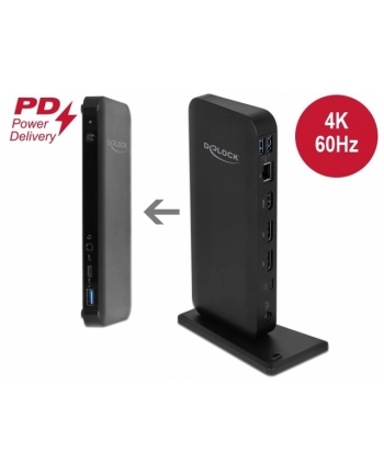 DeLOCK USB Type-C docking station (Kolor: CZARNY, DisplayPort, HDMI, USB-C, USB-A)
