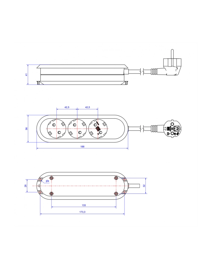 Bachmann USB SMART 381.801, 3-way power strip (Kolor: BIAŁY) główny