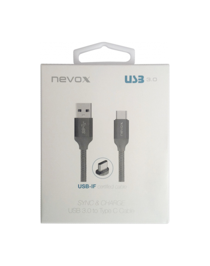 Nevox Cable USB Type C > USB 3.0 (silver, 1 meter, braided nylon sleeve) główny