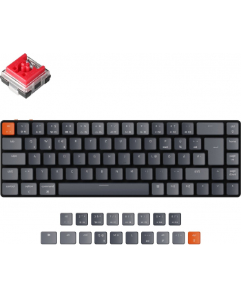 D-E Layout - Keychron K7, gaming keyboard (Kolor: CZARNY/grey - Keychron Low Profile Optical Red, hot-swap, aluminum frame, RGB)