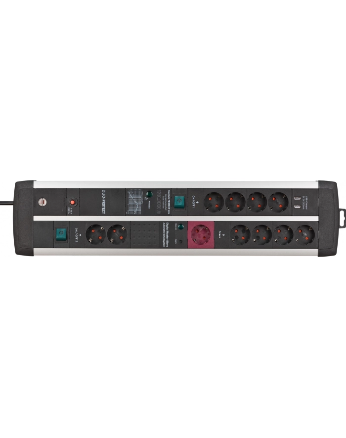 Brennenstuhl Premium-protection -Line, 11-way duo, power strip (Kolor: CZARNY/silver, 120,000A surge protection , 3 meters) główny