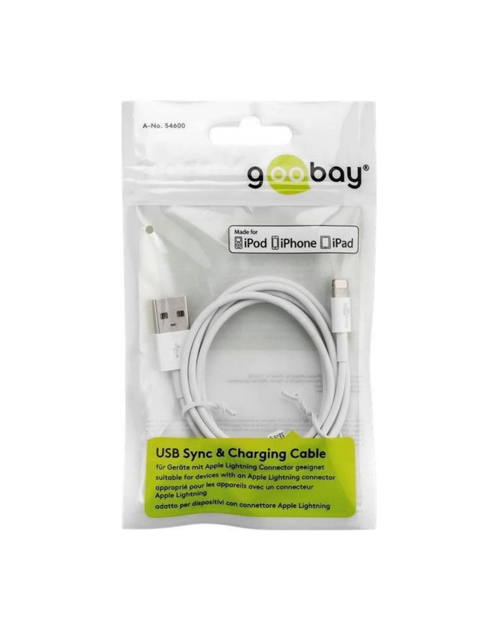 goobay Lightning - USB charging and synchronization cable (Kolor: BIAŁY, 50cm) główny