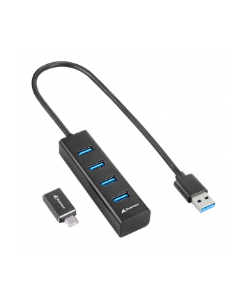 Sharkoon 4-Port USB 3.2 Gen 1 Aluminum Hub, USB hub (Kolor: CZARNY)
