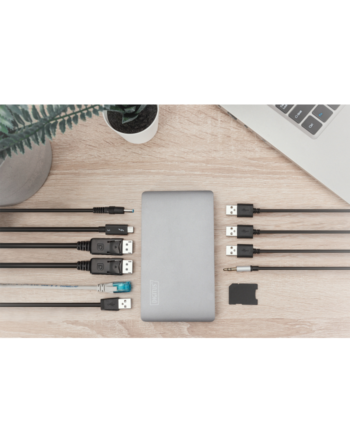 Digitus Digitus Thunderbolt 3 docking station 8K (silver, HDMI. VGA, USB-A, USB-C, 3.5mm, SD/MicroSD) główny