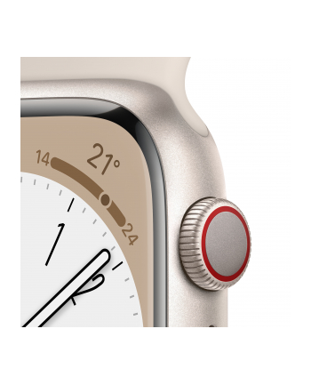 Apple Watch Series 8, Smartwatch (Kolor: BIAŁY/Kolor: BIAŁY, 41 mm, sports bracelet, aluminum housing, LTE) MNHY3FD/A