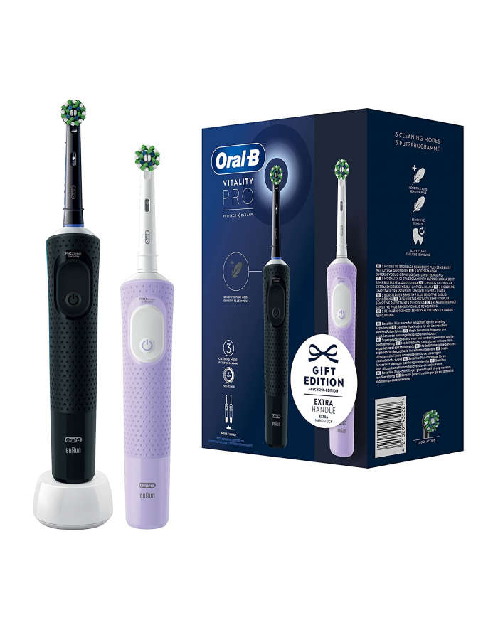 Braun Oral-B Vitality Pro D103 Duo, electric toothbrush (Kolor: CZARNY/purple, Kolor: CZARNY/purple violet, incl. 2nd handpiece) główny