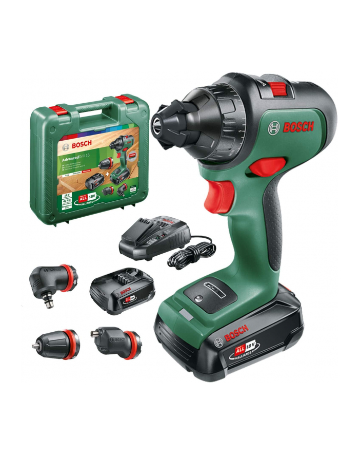 bosch powertools Bosch Cordless Drill AdvancedDrill 18, with attachments (green/Kolor: CZARNY, 2x Li-Ion battery 2.5Ah, case) główny