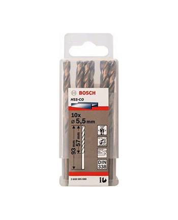 bosch powertools Bosch metal twist drill HSS-Co, DIN 338, 5.5mm (10 pieces, working length 57mm)