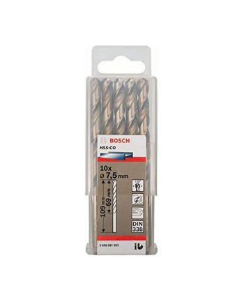 bosch powertools Bosch Metal twist drill HSS-Co, DIN 338,  7.5mm (10 pieces, working length 69mm)