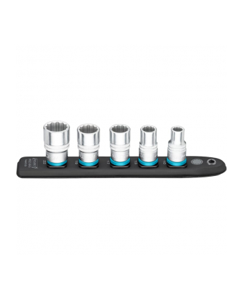 Hazet SmartRail 1/2 socket set double hexagon, 5 pieces (Kolor: CZARNY, SW 10 - SW 22, short)