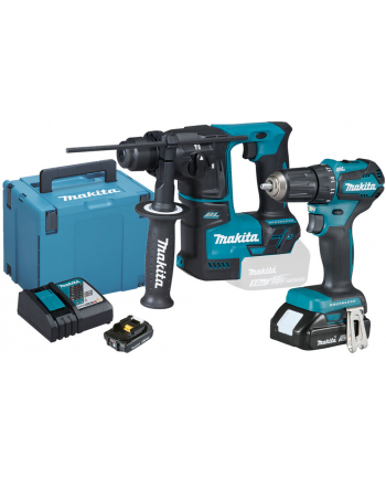 Makita Cordless combo kit DLX2454AJ, drill driver + czerwonyary hammer, 18V (blue/Kolor: CZARNY, 2x Li-ion battery 2.0Ah, MAKPAC)