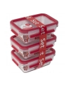 Emsa CLIP ' CLOSE glass food storage jar set 0.45 liters (transparent/red, rectangular, 3 jars + 3 lids) - nr 1